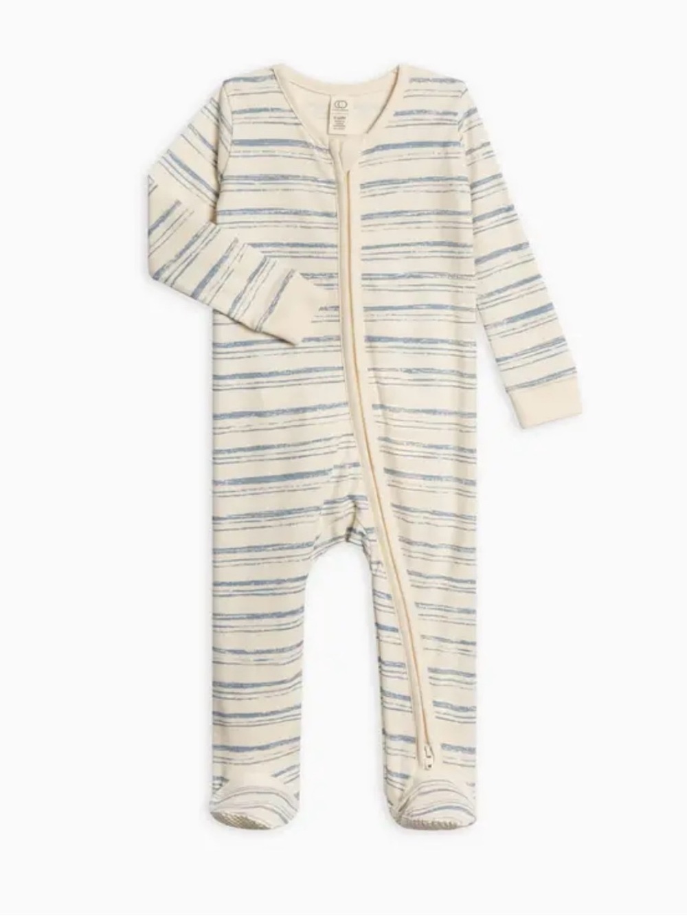 Colored Organics Peyton Footed Sleeper- Wave Stripe / Rain 3-6 months
